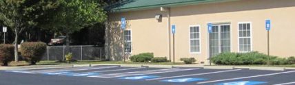 new painted handicap parking spots at Roswell Office Facility