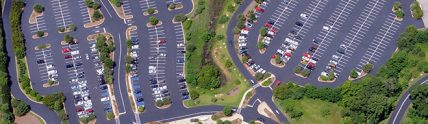 aerial view of Bass Pro Shop parking lot after