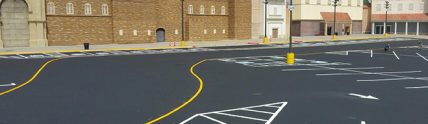 new freshly painted parking lot outside of WinStar Casino