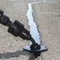 crack sealing on pavement